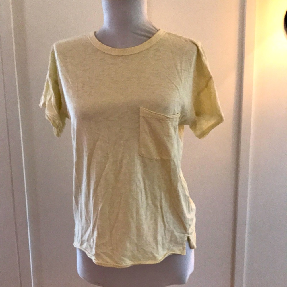 Rag & Bone pocket tee pale yellow with back seam XS